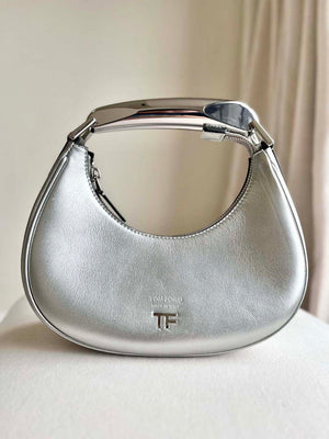 Tom Ford Grain Leather Bianca Mini Hobo 5520708811 Silver - Default Title - View 2