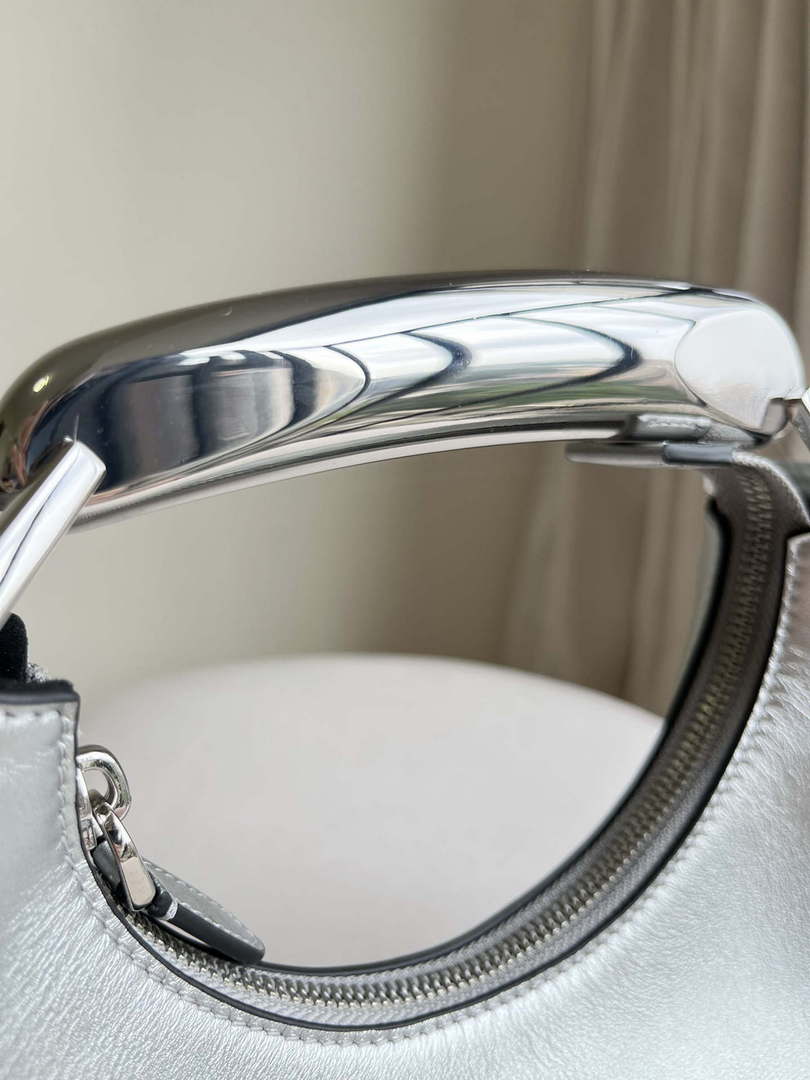Tom Ford Grain Leather Bianca Mini Hobo 5520708811 Silver