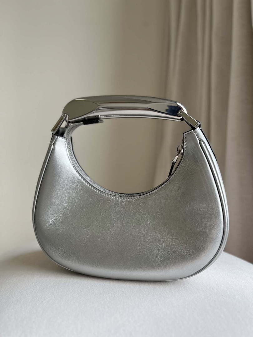 Tom Ford Grain Leather Bianca Mini Hobo 5520708811 Silver