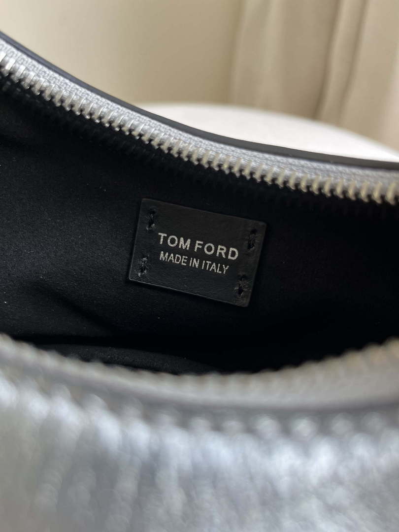 Tom Ford Grain Leather Bianca Mini Hobo 5520708811 Silver