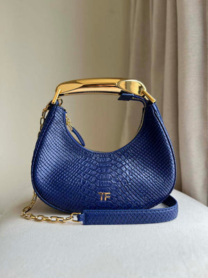 Tom Ford Python skin Leather Bianca Mini Hobo 5520708811 Blue - Default Title - View 1