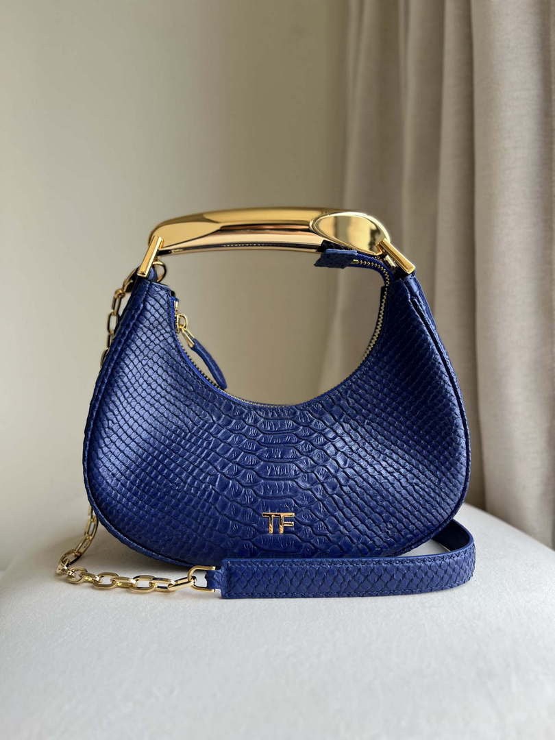 Tom Ford Python skin Leather Bianca Mini Hobo 5520708811 Blue - Default Title - View 1