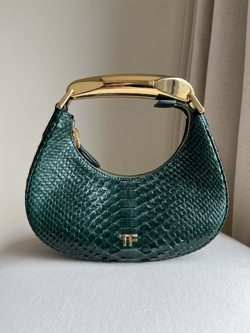 Tom Ford Python skin Leather Bianca Mini Hobo 5520708811 Dark green - Default Title - View 1