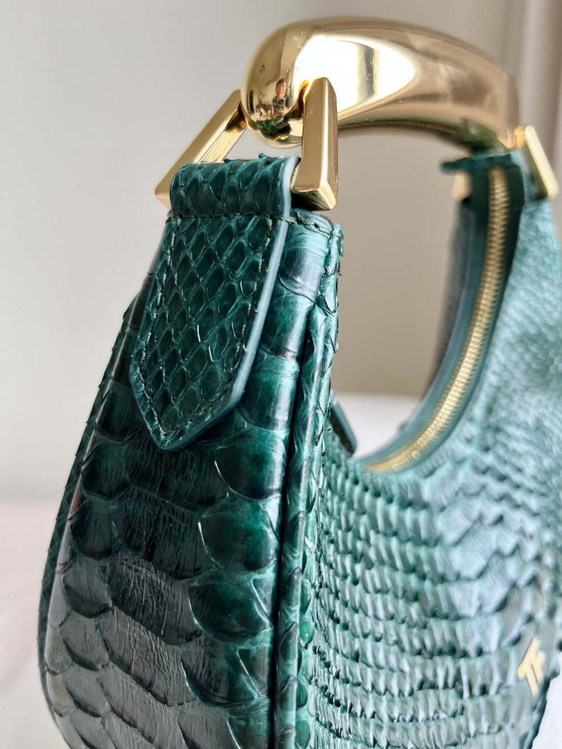 Tom Ford Python skin Leather Bianca Mini Hobo 5520708811 Dark green
