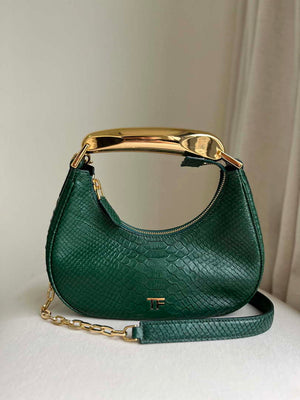 Tom Ford Python skin Leather Bianca Mini Hobo 5520708811 Malachite green - Default Title - View 1