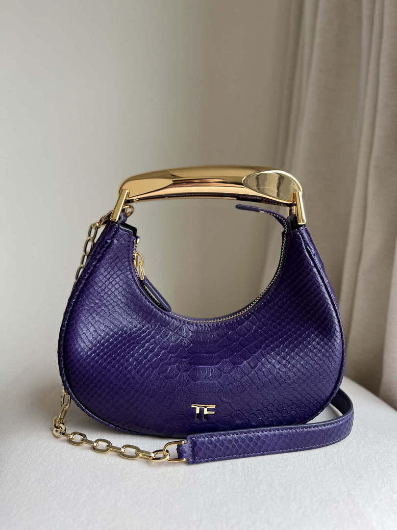 Tom Ford Python skin Leather Bianca Mini Hobo 5520708811 Purple - Default Title - View 1
