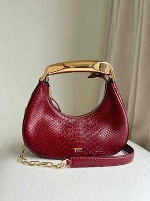 Tom Ford Red Python skin Leather Bianca Mini Hobo 5520708811 - Default Title - View 1