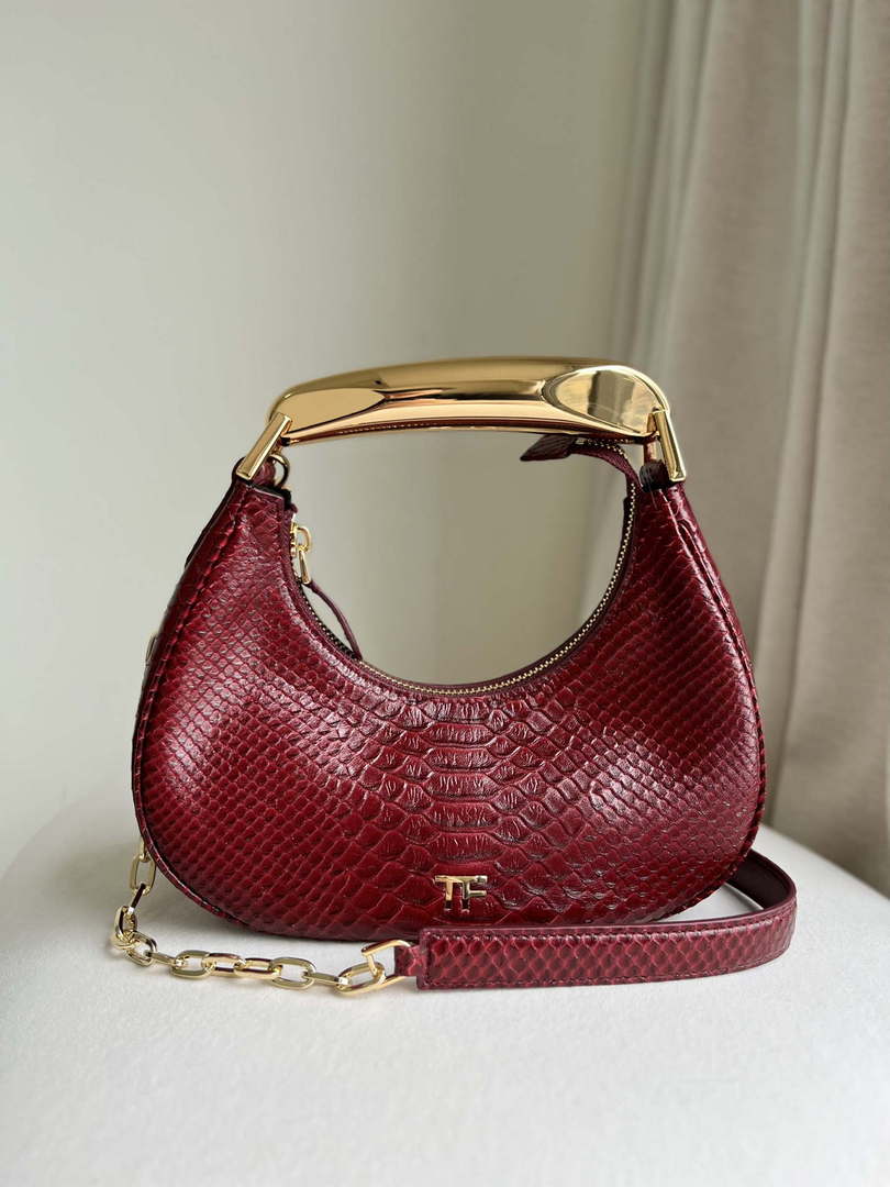Tom Ford Red Python skin Leather Bianca Mini Hobo 5520708811 - Default Title - View 1