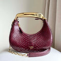 Tom Ford Python skin Leather Bianca Mini Hobo 5520708811 Wine Red - Default Title - View 1