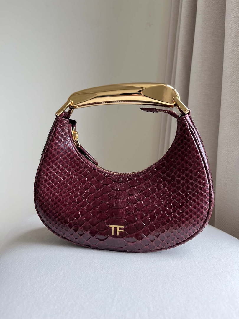 Tom Ford Python skin Leather Bianca Mini Hobo 5520708811 Wine Red
