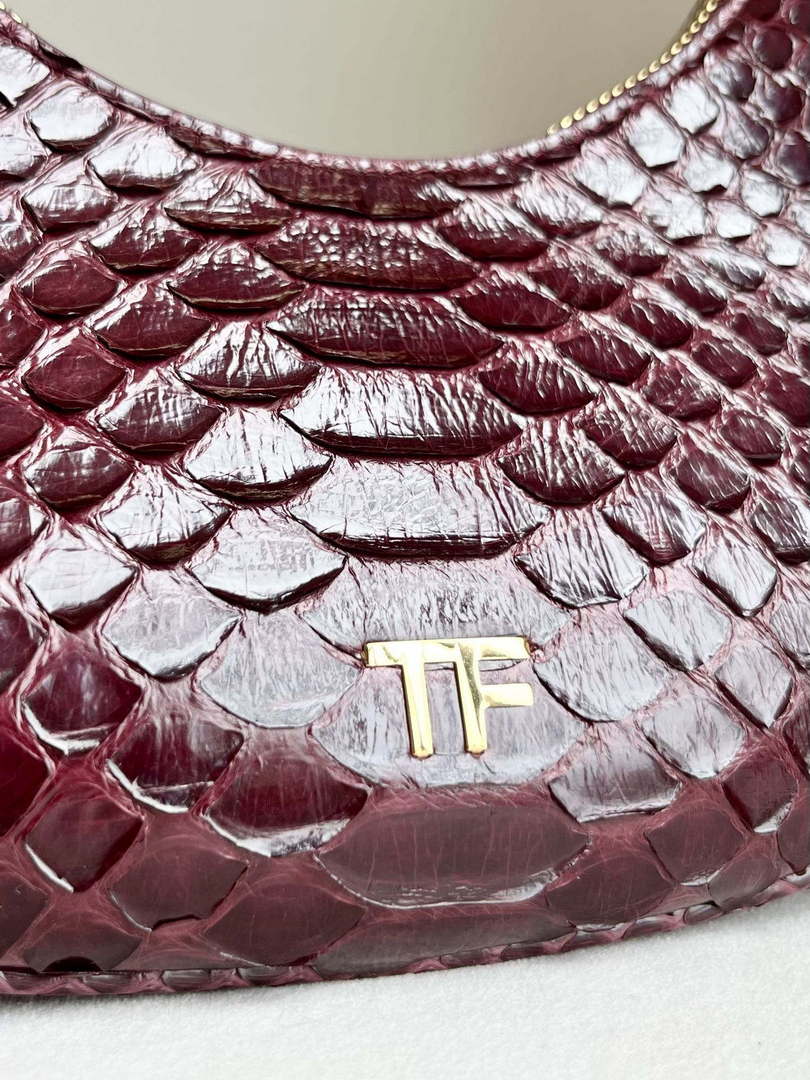 Tom Ford Python skin Leather Bianca Mini Hobo 5520708811 Wine Red