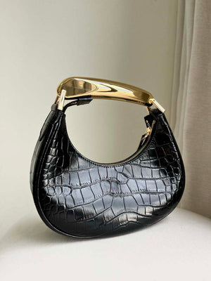 Tom Ford Shiny Stamped Crocodile Leather Bianca Mini Hobo 5520708811 Black - Default Title - View 5