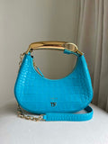 Tom Ford Shiny Stamped Crocodile Leather Bianca Mini Hobo 5520708811 Blue