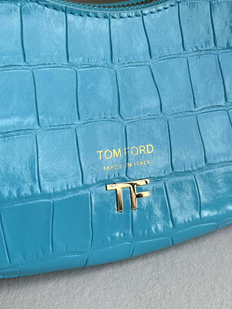 Tom Ford Shiny Stamped Crocodile Leather Bianca Mini Hobo 5520708811 Blue