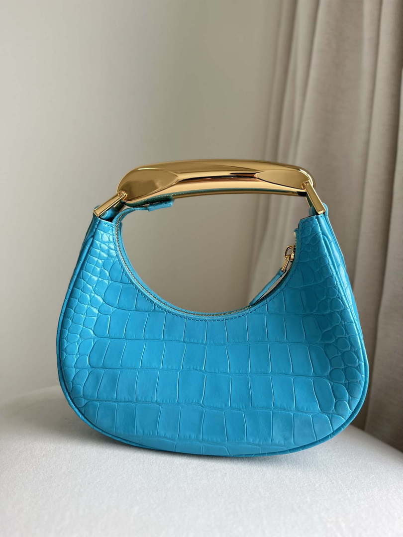 Tom Ford Shiny Stamped Crocodile Leather Bianca Mini Hobo 5520708811 Blue