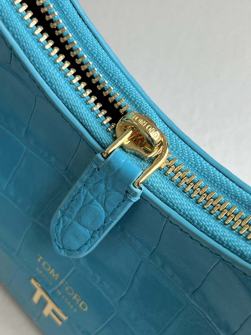 Tom Ford Shiny Stamped Crocodile Leather Bianca Mini Hobo 5520708811 Blue