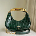 Tom Ford Shiny Stamped Crocodile Leather Bianca Mini Hobo 5520708811 Dark Green - Default Title - View 1