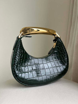 Tom Ford Shiny Stamped Crocodile Leather Bianca Mini Hobo 5520708811 Dark Green - Default Title - View 3