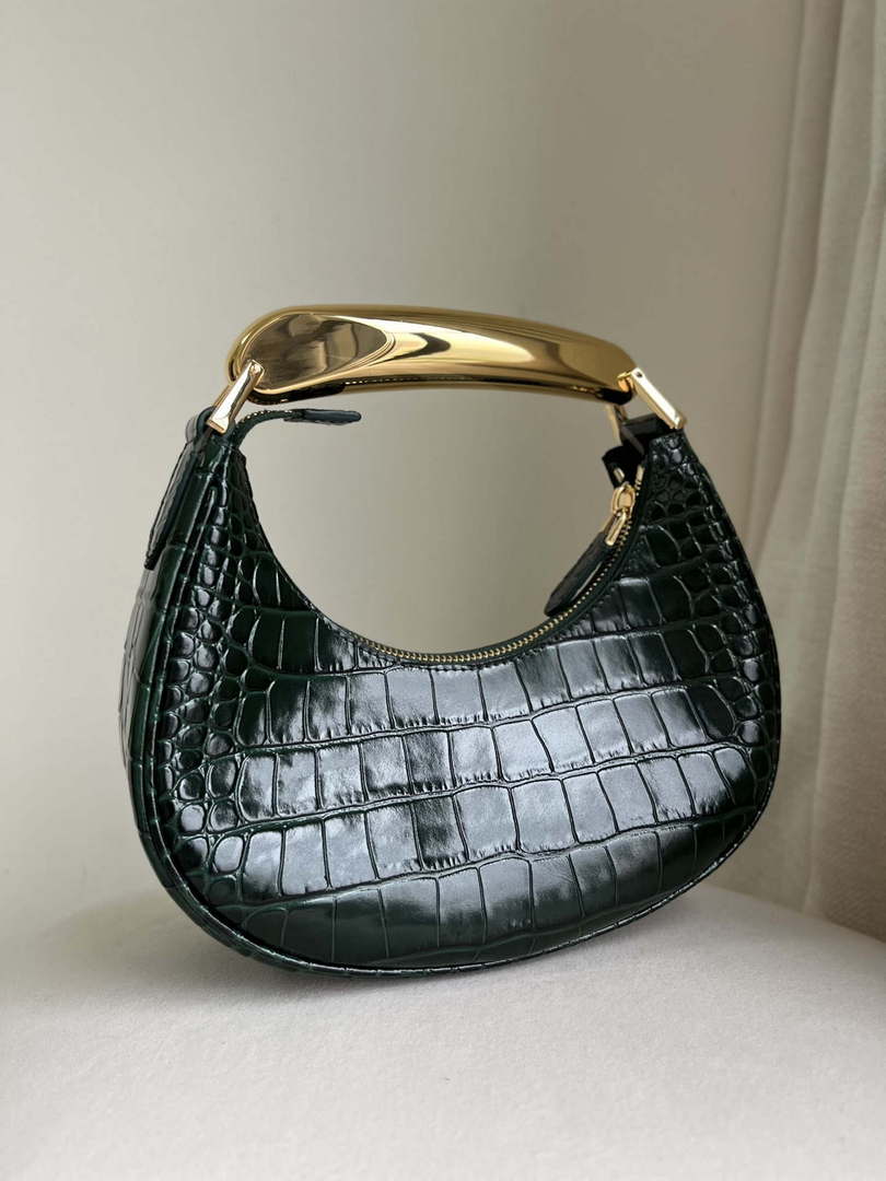 Tom Ford Shiny Stamped Crocodile Leather Bianca Mini Hobo 5520708811 Dark Green