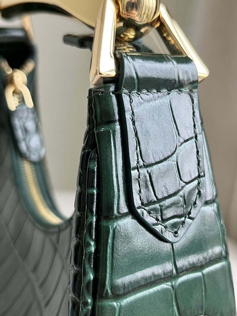Tom Ford Shiny Stamped Crocodile Leather Bianca Mini Hobo 5520708811 Dark Green