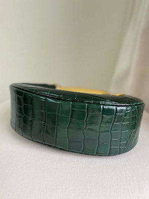 Tom Ford Shiny Stamped Crocodile Leather Bianca Mini Hobo 5520708811 Dark Green - Default Title - View 6