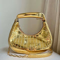 Tom Ford Shiny Stamped Crocodile Leather Bianca Mini Hobo 5520708811 Gold - Default Title - View 1