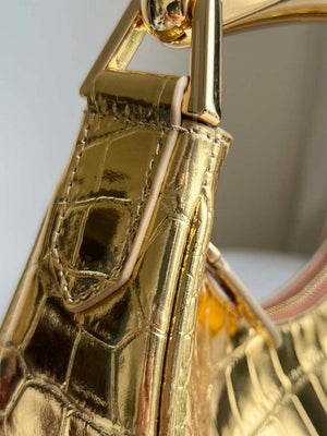 Tom Ford Shiny Stamped Crocodile Leather Bianca Mini Hobo 5520708811 Gold - Default Title - View 4