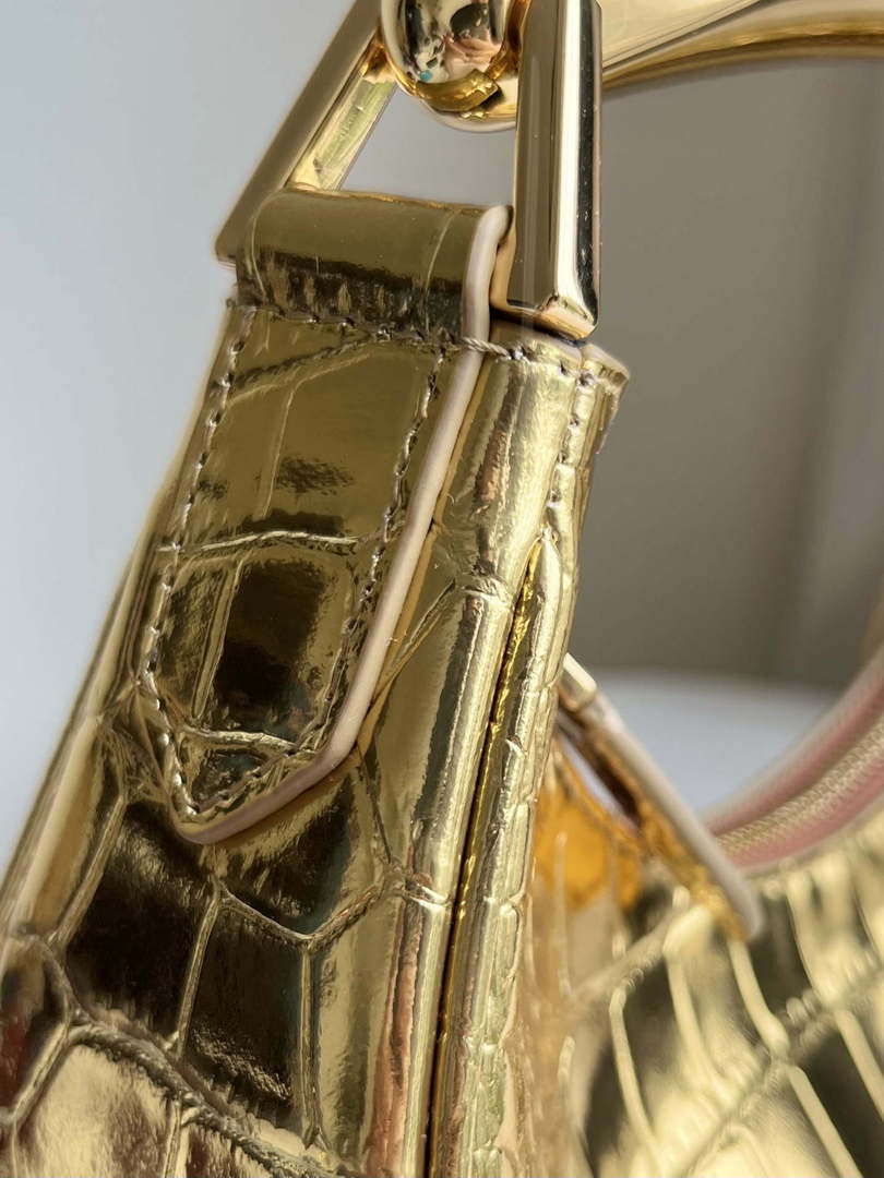 Tom Ford Shiny Stamped Crocodile Leather Bianca Mini Hobo 5520708811 Gold