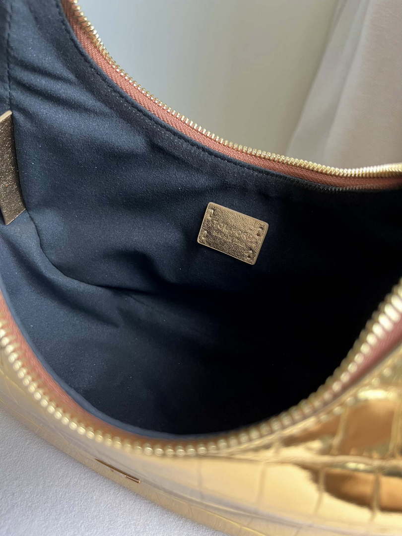 Tom Ford Shiny Stamped Crocodile Leather Bianca Mini Hobo 5520708811 Gold