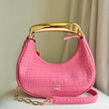Tom Ford Shiny Stamped Crocodile Leather Bianca Mini Hobo 5520708811 Pink - Default Title - View 1