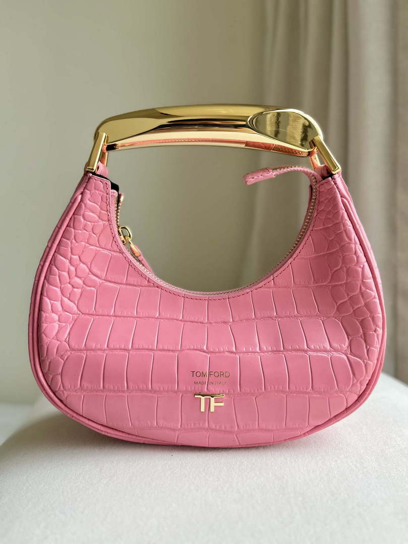 Tom Ford Shiny Stamped Crocodile Leather Bianca Mini Hobo 5520708811 Pink