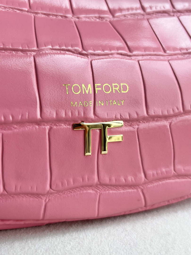 Tom Ford Shiny Stamped Crocodile Leather Bianca Mini Hobo 5520708811 Pink