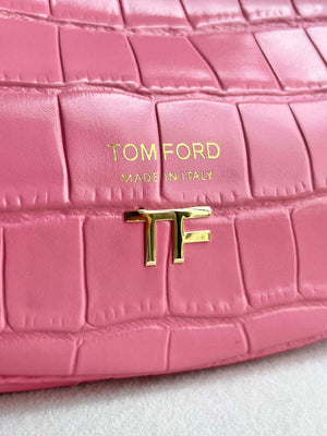 Tom Ford Shiny Stamped Crocodile Leather Bianca Mini Hobo 5520708811 Pink - Default Title - View 3