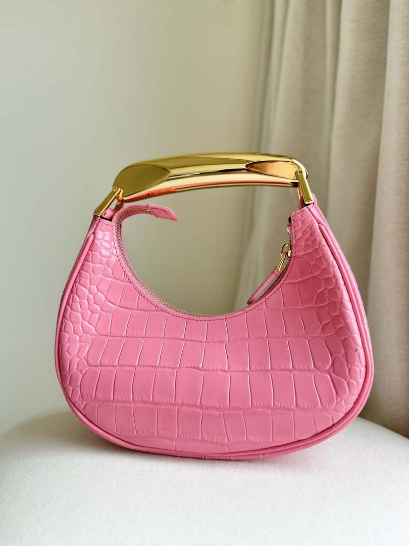 Tom Ford Shiny Stamped Crocodile Leather Bianca Mini Hobo 5520708811 Pink