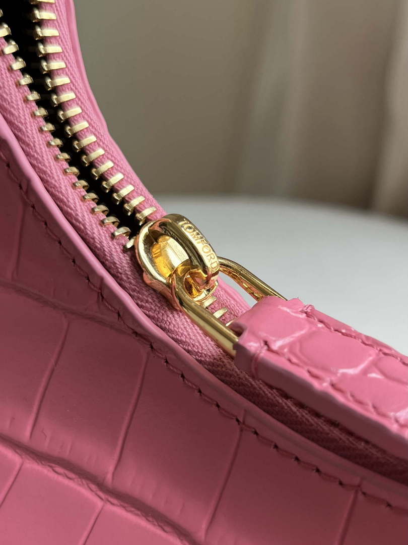 Tom Ford Shiny Stamped Crocodile Leather Bianca Mini Hobo 5520708811 Pink