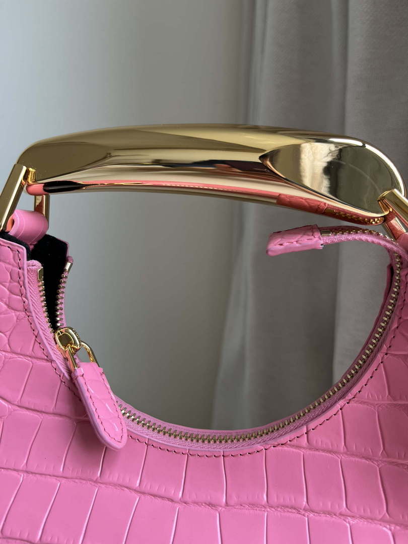 Tom Ford Shiny Stamped Crocodile Leather Bianca Mini Hobo 5520708811 Pink