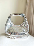 Tom Ford Shiny Stamped Crocodile Leather Bianca Mini Hobo 5520708811 Silver