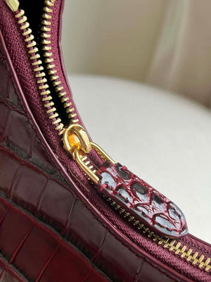 Tom Ford Shiny Stamped Crocodile Leather Bianca Mini Hobo 5520708811 Wine Red - Default Title - View 5