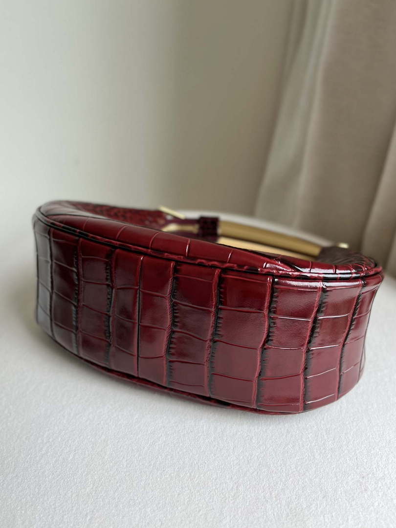 Tom Ford Shiny Stamped Crocodile Leather Bianca Mini Hobo 5520708811 Wine Red