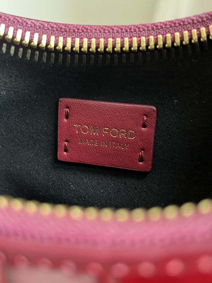 Tom Ford Shiny Stamped Crocodile Leather Bianca Mini Hobo 5520708811 Wine Red