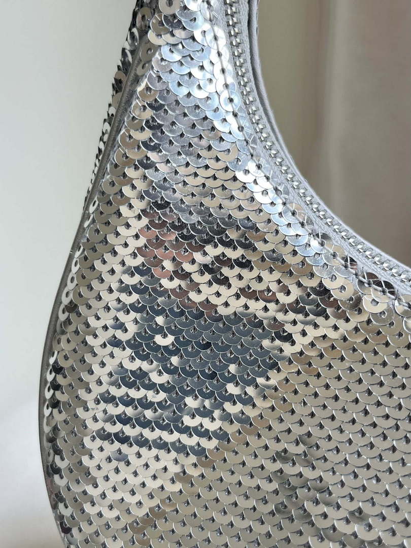 Tom Ford Silver Hand embroidered sequins Leather Bianca Mini Hobo 5520708811