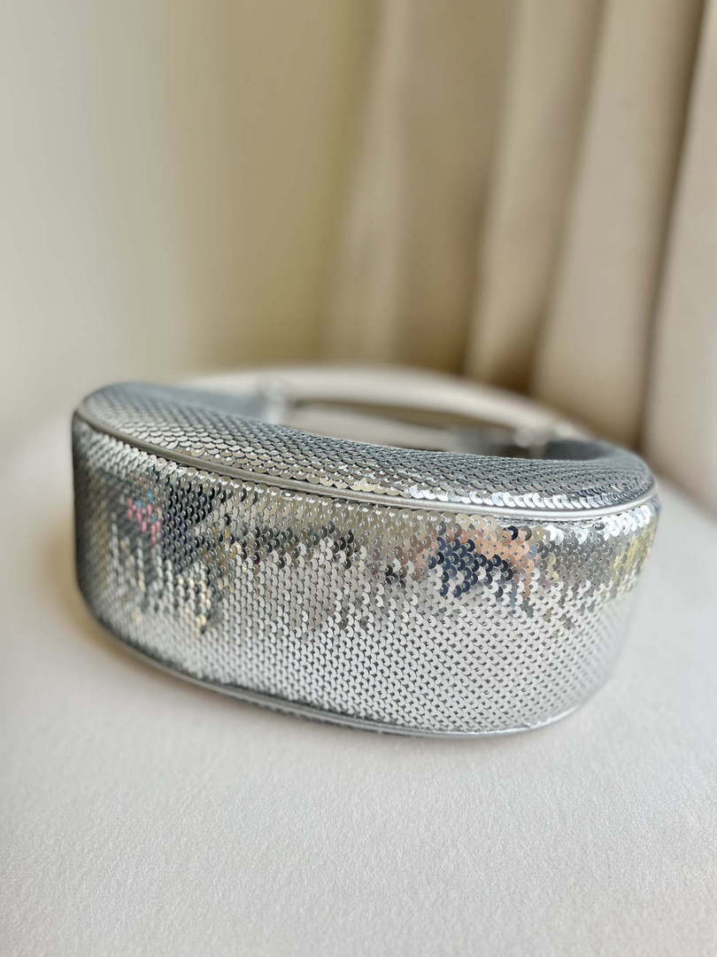 Tom Ford Silver Hand embroidered sequins Leather Bianca Mini Hobo 5520708811