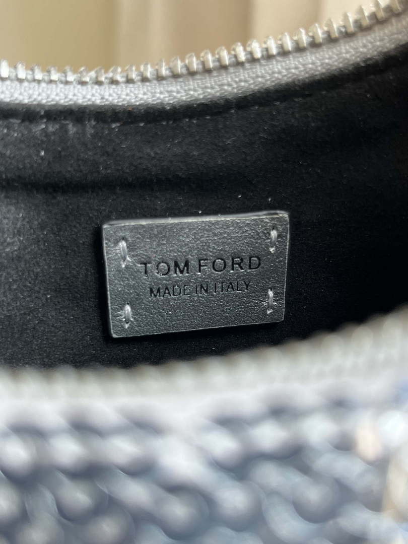 Tom Ford Silver Hand embroidered sequins Leather Bianca Mini Hobo 5520708811