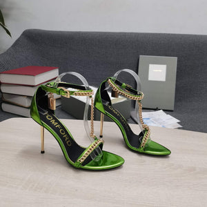 Tomford Shiny Leather Padlock Pointy Naked Sandal 105mm W22720 - 35 - View 1
