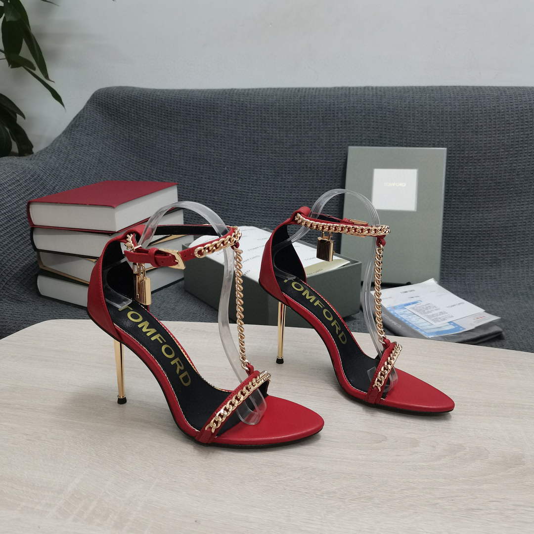 Tomford Shiny Leather Padlock Pointy Naked Sandal 105mm W22732 - 35 - View 1