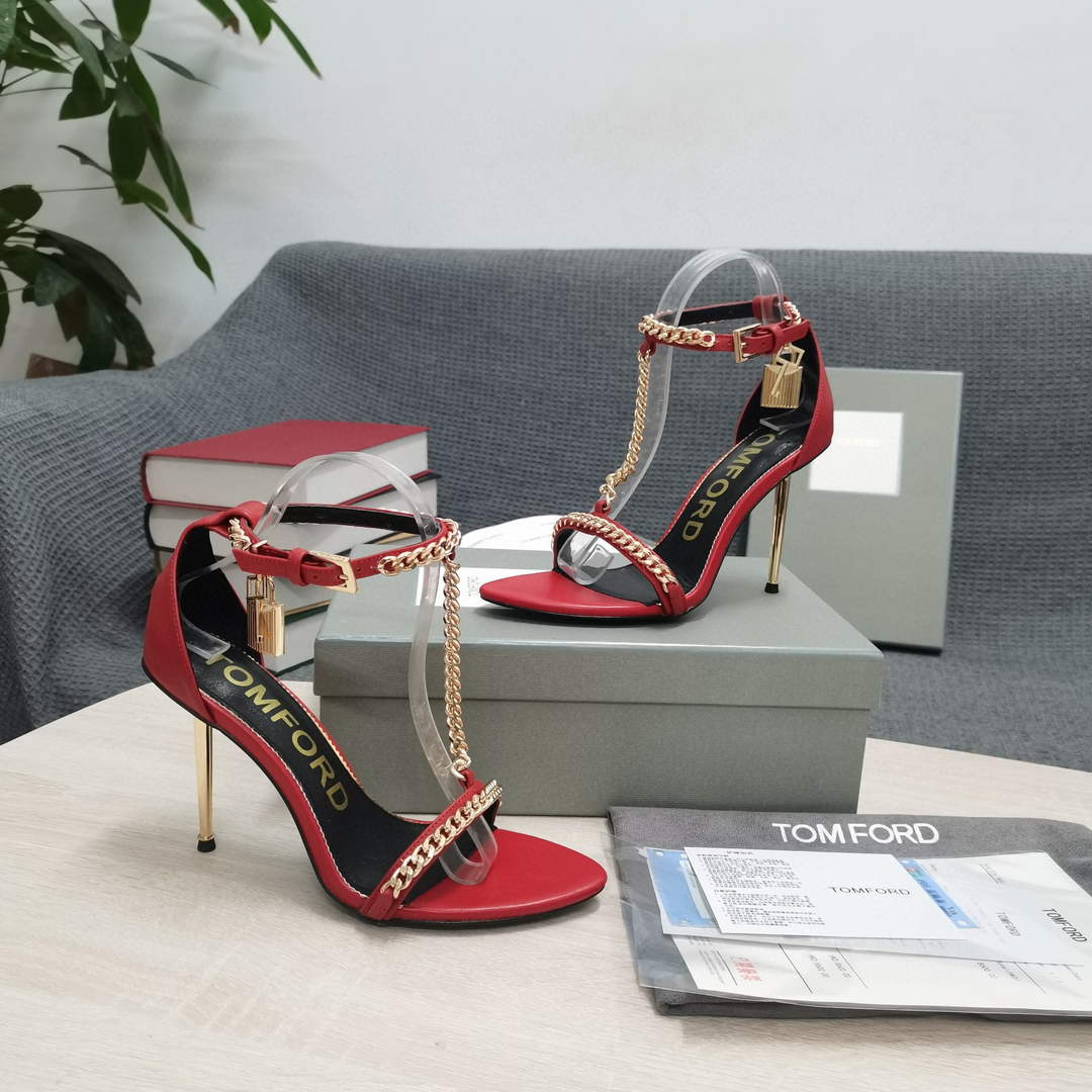 Tomford Shiny Leather Padlock Pointy Naked Sandal 105mm W22732 - 35 - View 5