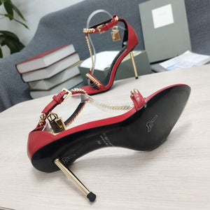 Tomford Shiny Leather Padlock Pointy Naked Sandal 105mm W22732 - 35 - View 7
