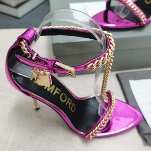 Tomford Shiny Leather Padlock Pointy Naked Sandal 105mm W22725 - 35 - View 9
