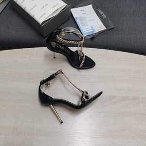 Tomford Shiny Leather Padlock Pointy Naked Sandal 105mm W22730 - 35 - View 2