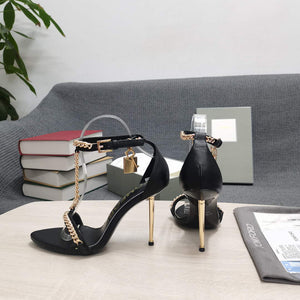 Tomford Shiny Leather Padlock Pointy Naked Sandal 105mm W22730 - 35 - View 3